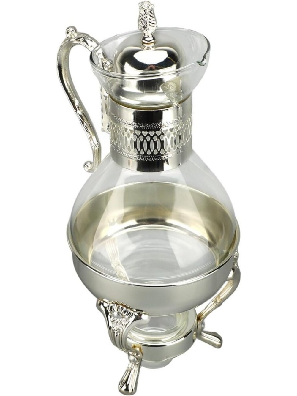 Vintage Glass Coffee Pot Set - Heated Teapot & Water Pitcher with Lid, Home
